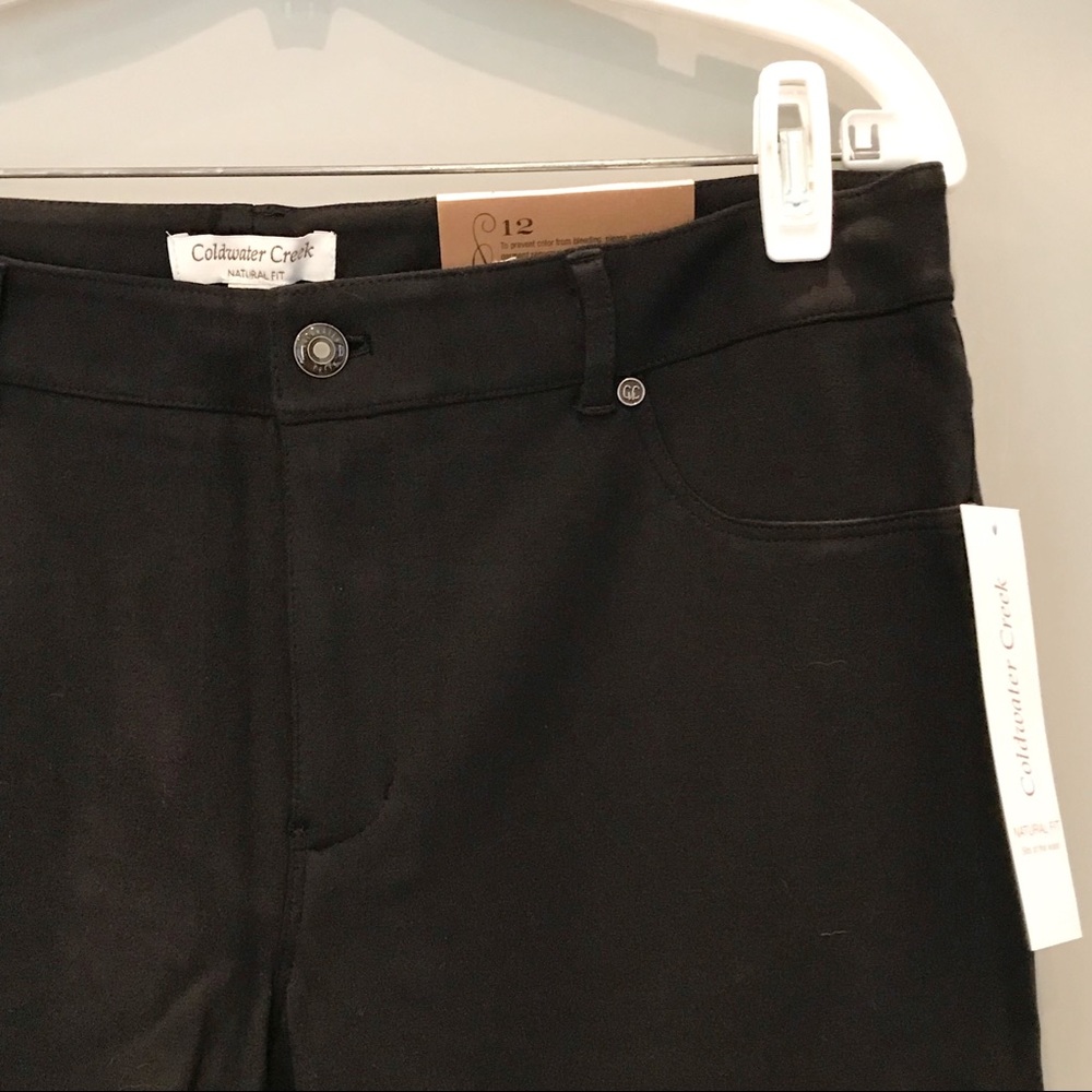 NWT Coldwater Creek Black Ponte Knit Stretch Capri Jeans S 12, Slim Leg - Picture 2 of 6